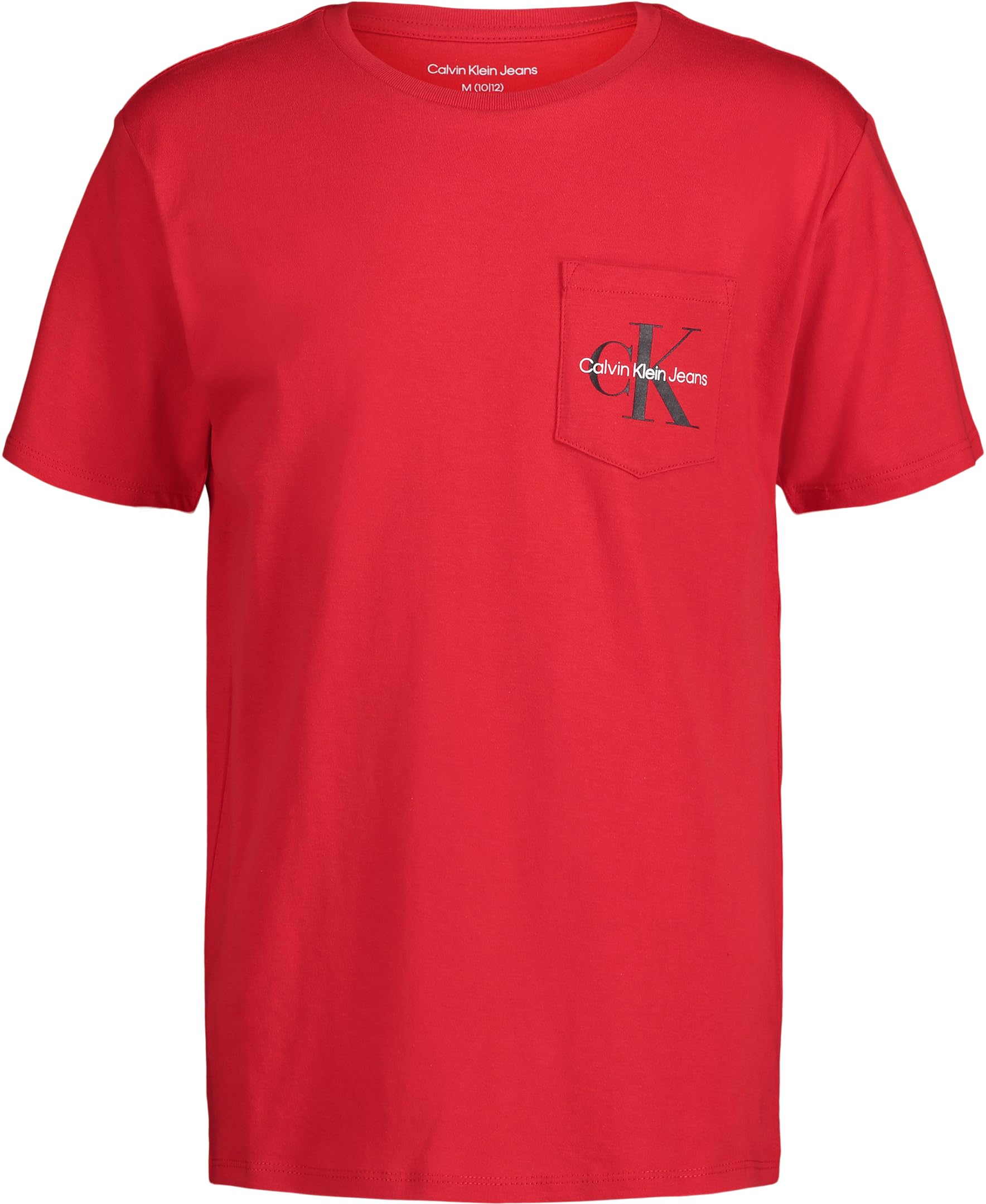 Calvin Klein Boys' Short Sleeve Pocket Logo Crew Neck T-Shirt, Soft, Comfortable, Relaxed Fit